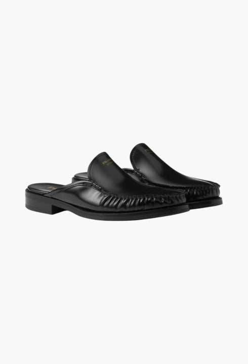 Black - Brushed Leather Mules - GLAM MODA